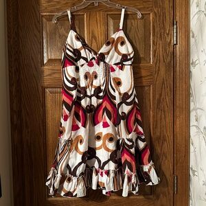 Women’s Large Spaghetti Strap Short Dress with Ruffle Bottom